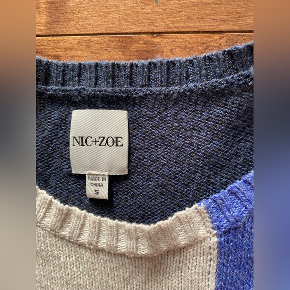 Nic + Zoe Sweater in Blue, White, Light Grey, Black and Yellow, Women’s Size S - Picture 6 of 11